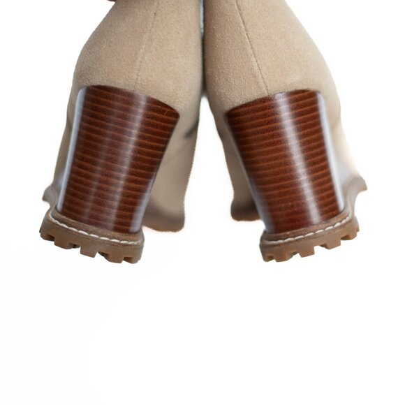 MICHAEL MICHAEL KORS Womens 7 M Beige Evelyn Round Toe Wedge Leather Booties - Picture 11 of 15